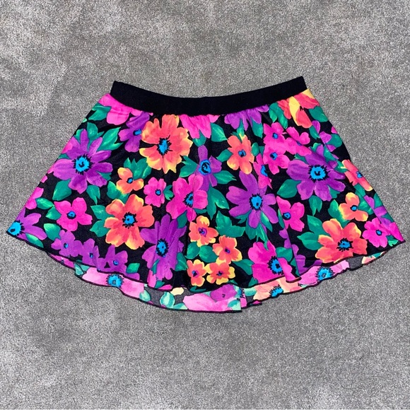 S VTG 90’s Carol Wior Neon Floral 2pc Bikini Underwire Halter Top Skirt Swimsuit - Picture 8 of 12